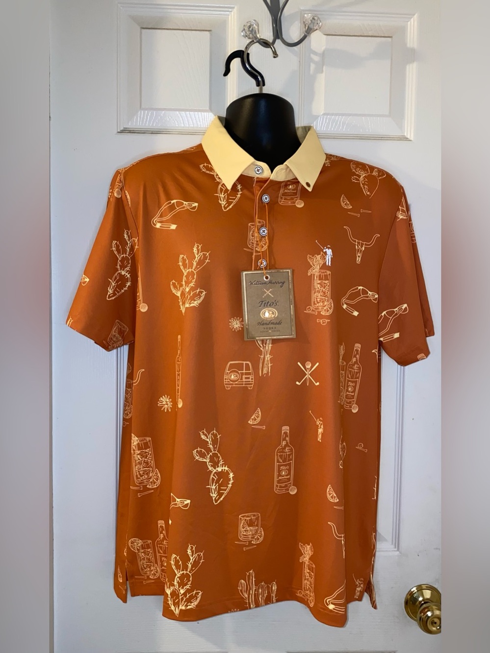 William Murray Polo Shirt Tito's Vodka Texas Golf Graphic Print